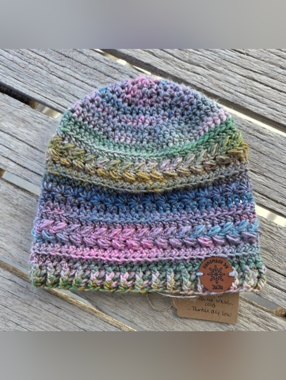 Artisan Handmade Crochet "Herb Garden" Beanie Hat
